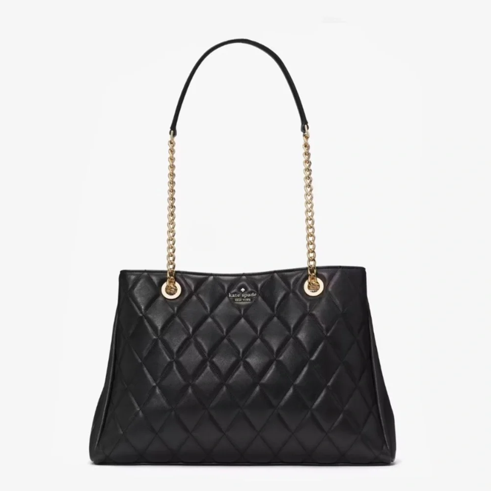 Kate Spade Carey Quilted Smooth Leather Tote Bag Black NWT